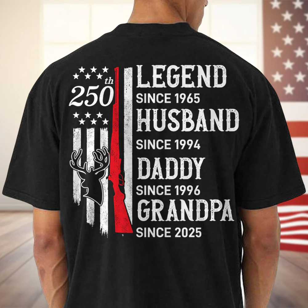 Personalized Legend, Husband since 4th of July Back Dark Shirt Gift for Hunting Dad HA75 920776 - Image 5
