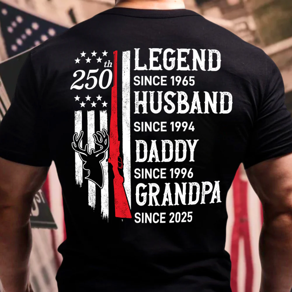 Personalized Legend, Husband since 4th of July Back Dark Shirt Gift for Hunting Dad HA75 920776 - Image 6