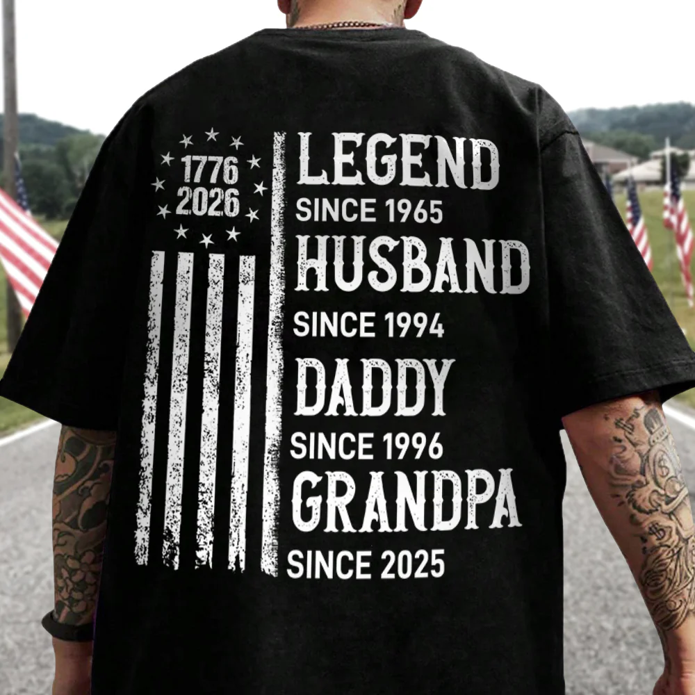 Personalized Legend, Husband since 4th Of July Back Dark Shirt Gifts For Dad, Grandpa HA75 920774 - Image 3