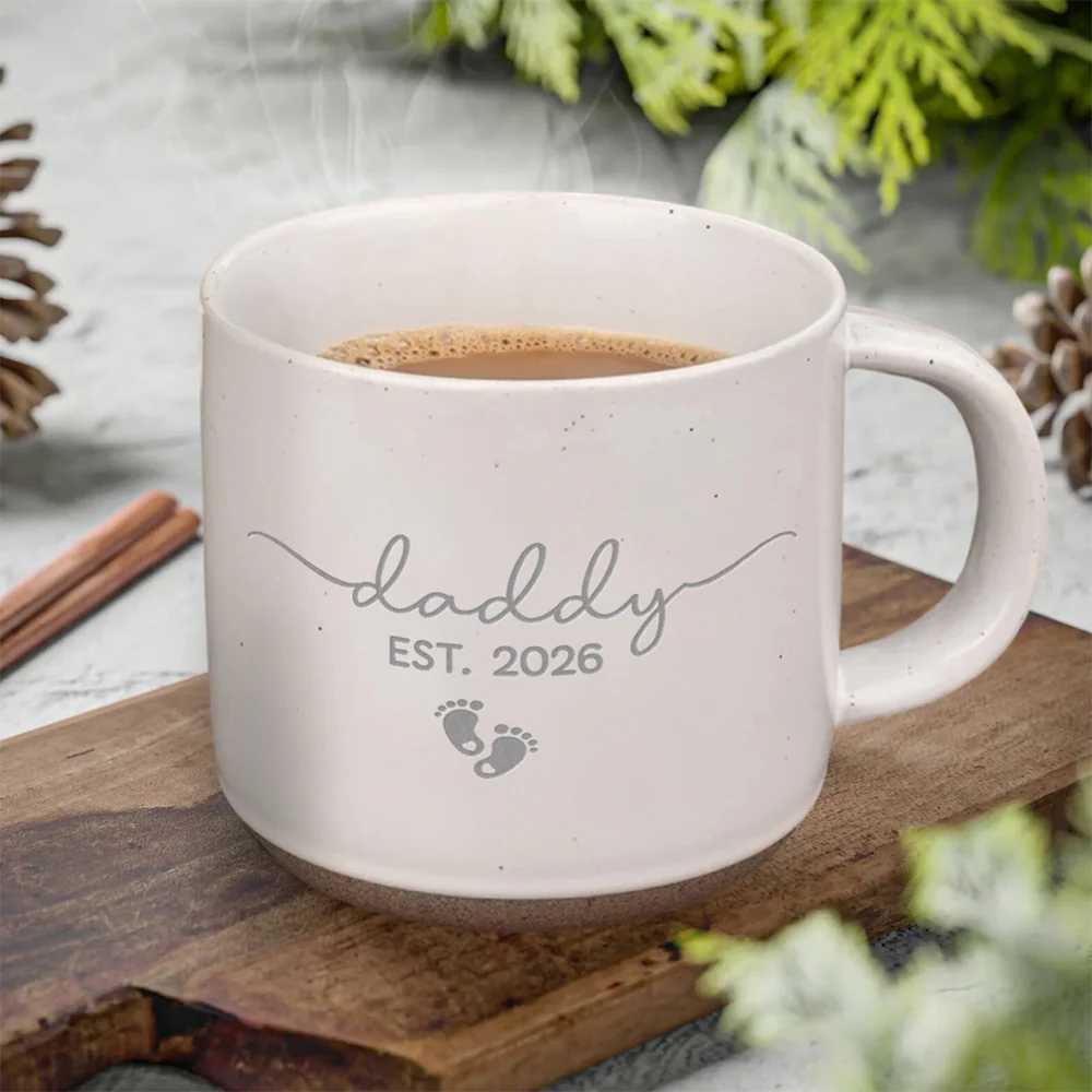 Personalized Mom Dad Est Engraved Pottery Mug - Gift for New Parents CH07 911374 - Image 2