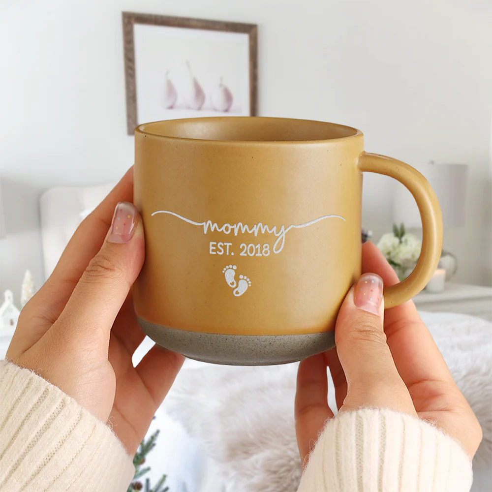 Personalized Mom Dad Est Engraved Pottery Mug - Gift for New Parents CH07 911374 - Image 3