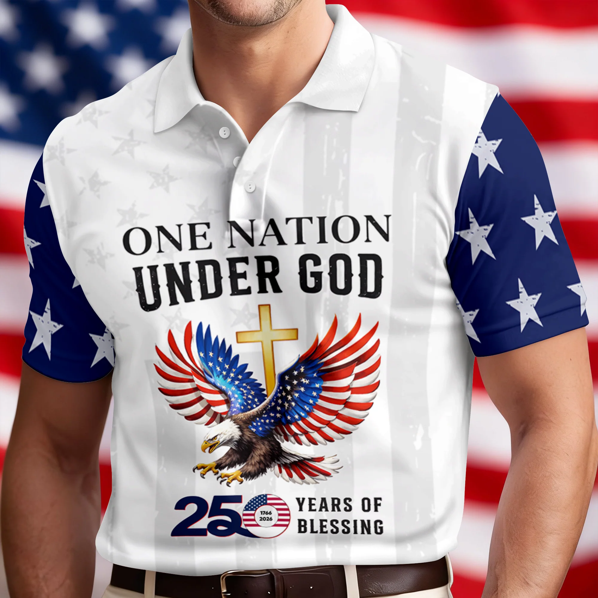 Personalized One Nation Under God America 250th 1776-2026 Polo Shirt LM32 899607 - Image 6