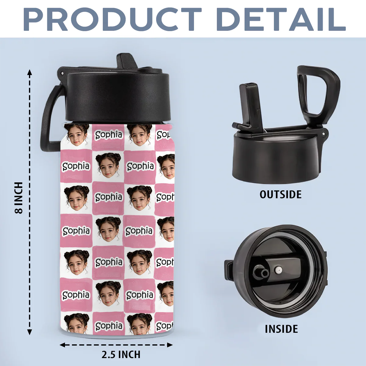 Personalized Photo & Name Kid Water Bottle - Gift for Kids, Back to School HO82 902838 - Image 6