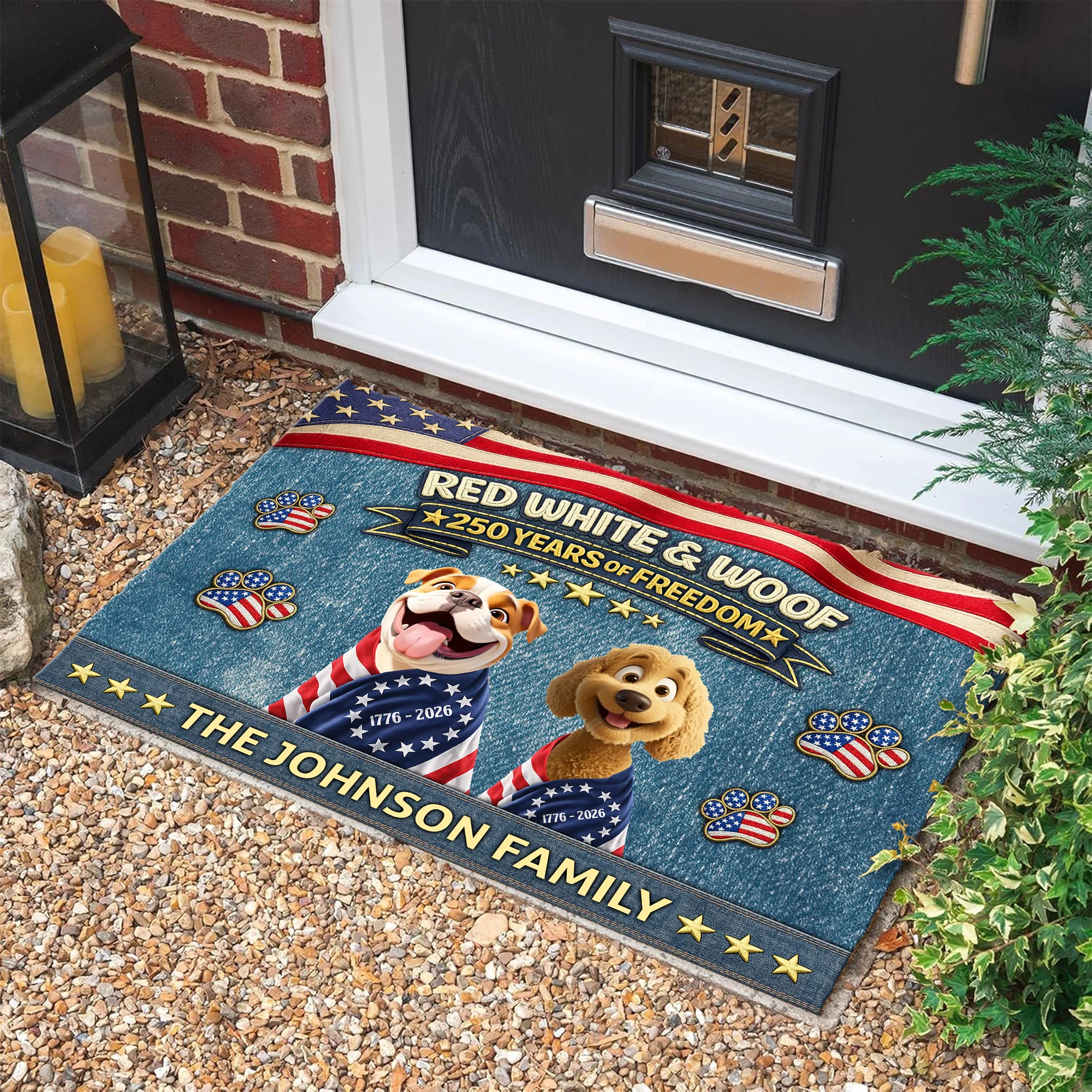 Custom 3D America Dog Red White Woof Doormat – Patriotic 250 Years of Freedom LM32 899221 - Image 3