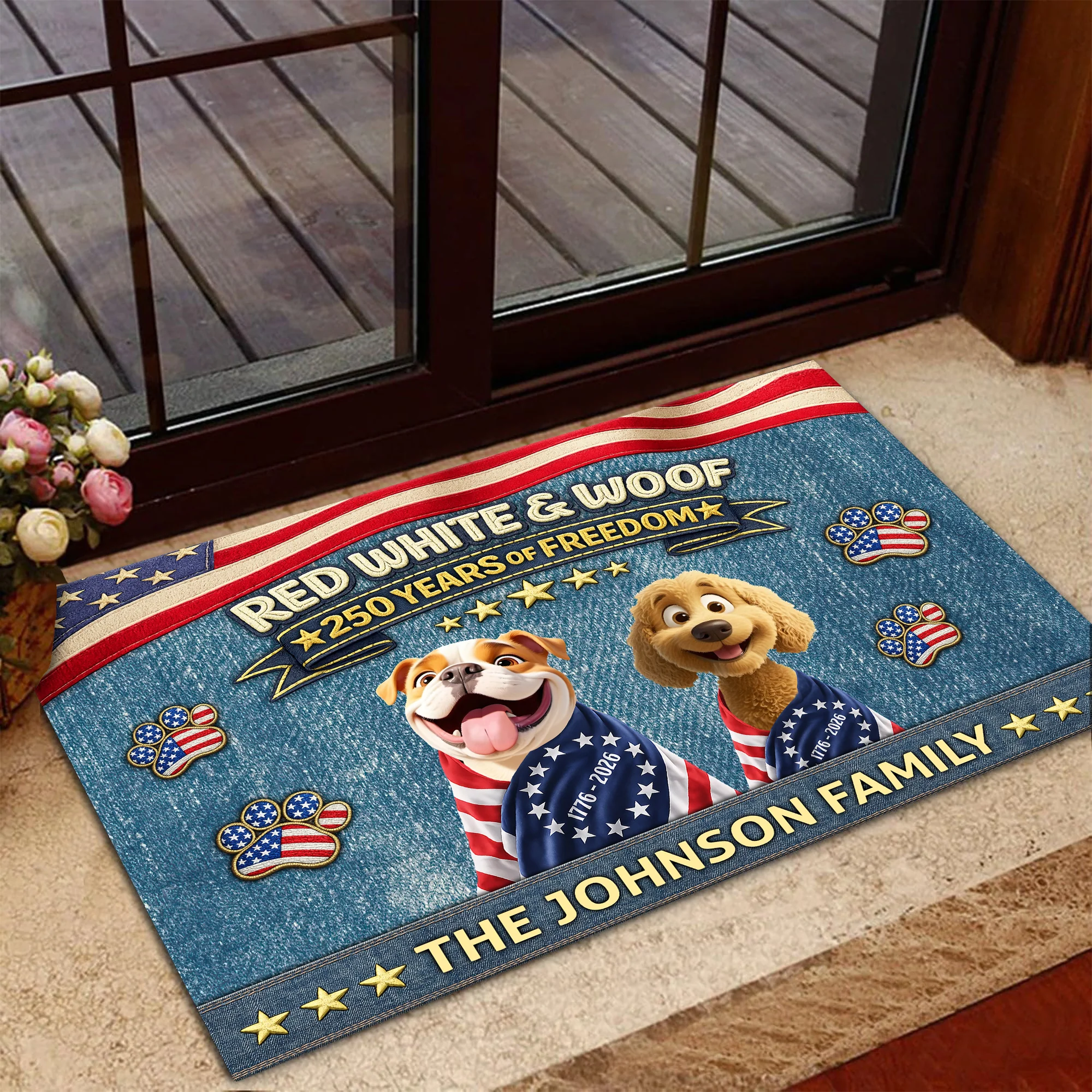 Custom 3D America Dog Red White Woof Doormat – Patriotic 250 Years of Freedom LM32 899221 - Image 4