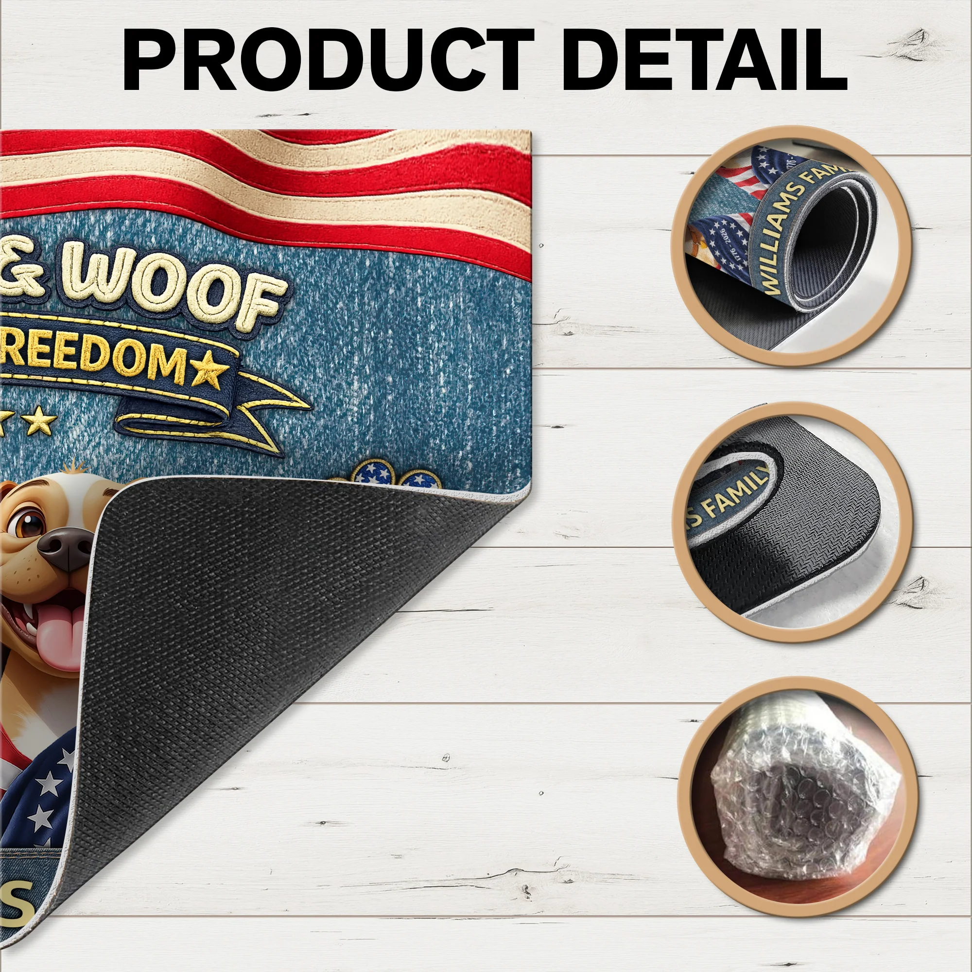 Custom 3D America Dog Red White Woof Doormat – Patriotic 250 Years of Freedom LM32 899221 - Image 6