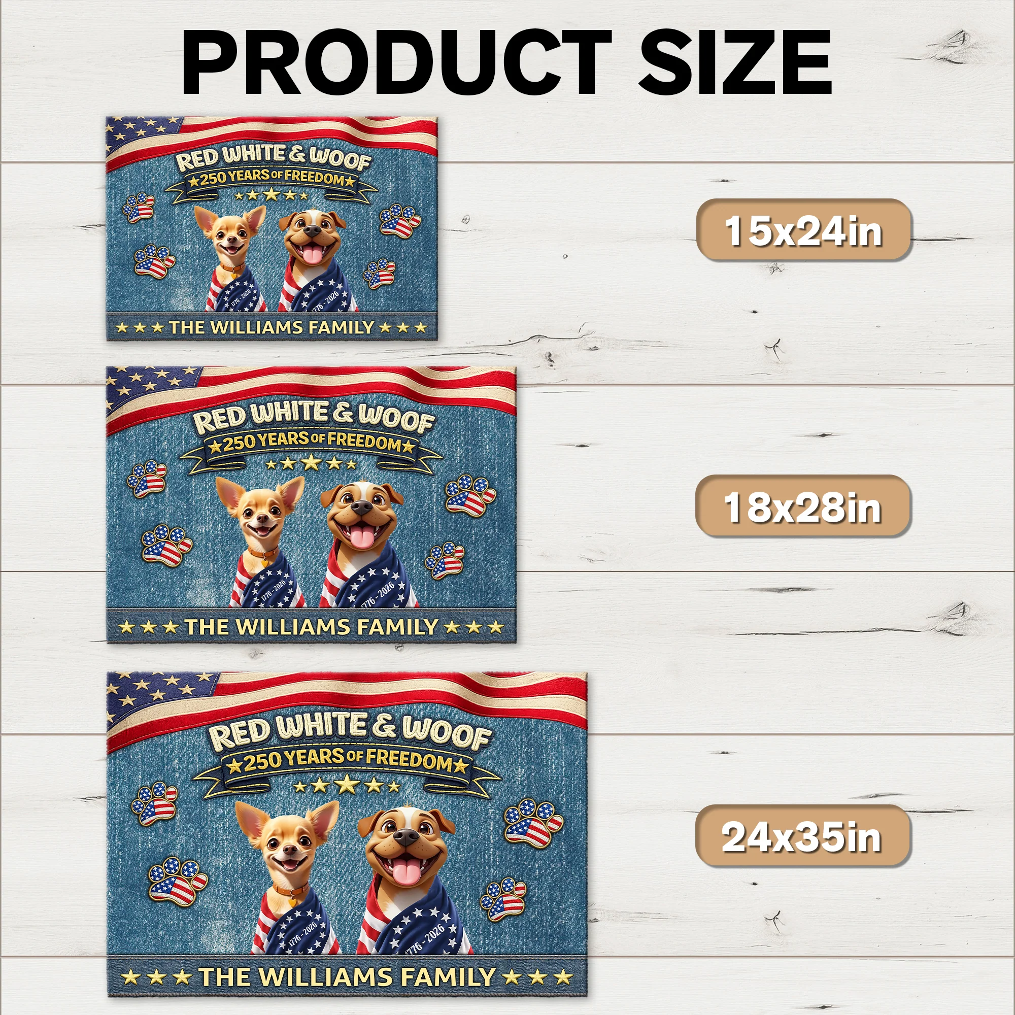 Custom 3D America Dog Red White Woof Doormat – Patriotic 250 Years of Freedom LM32 899221 - Image 7