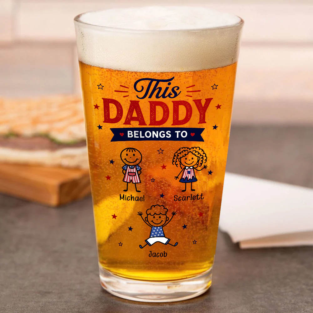 Personalized This Dad Belongs To Beer Glass - Father's Day Gift For Husband, Dad, Grandpa CH07 911396 - Image 5