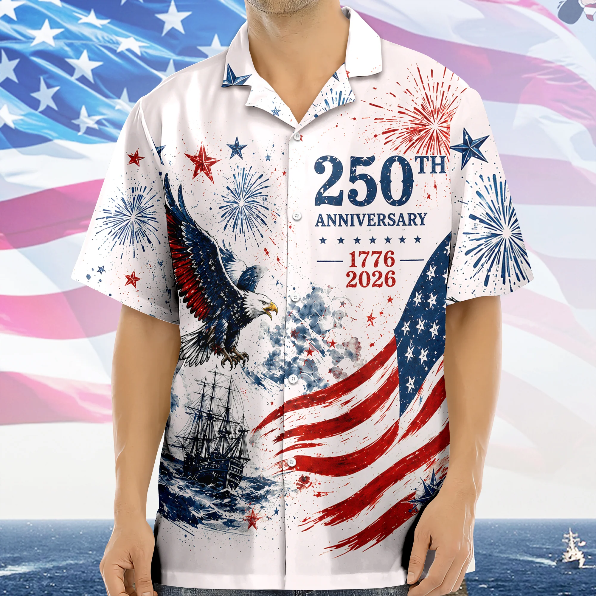 Personalized US 250th Anniversary 1776-2026 Patriotic Hawaii Shirt Gifts for Independence Day HA75 921604 - Image 6
