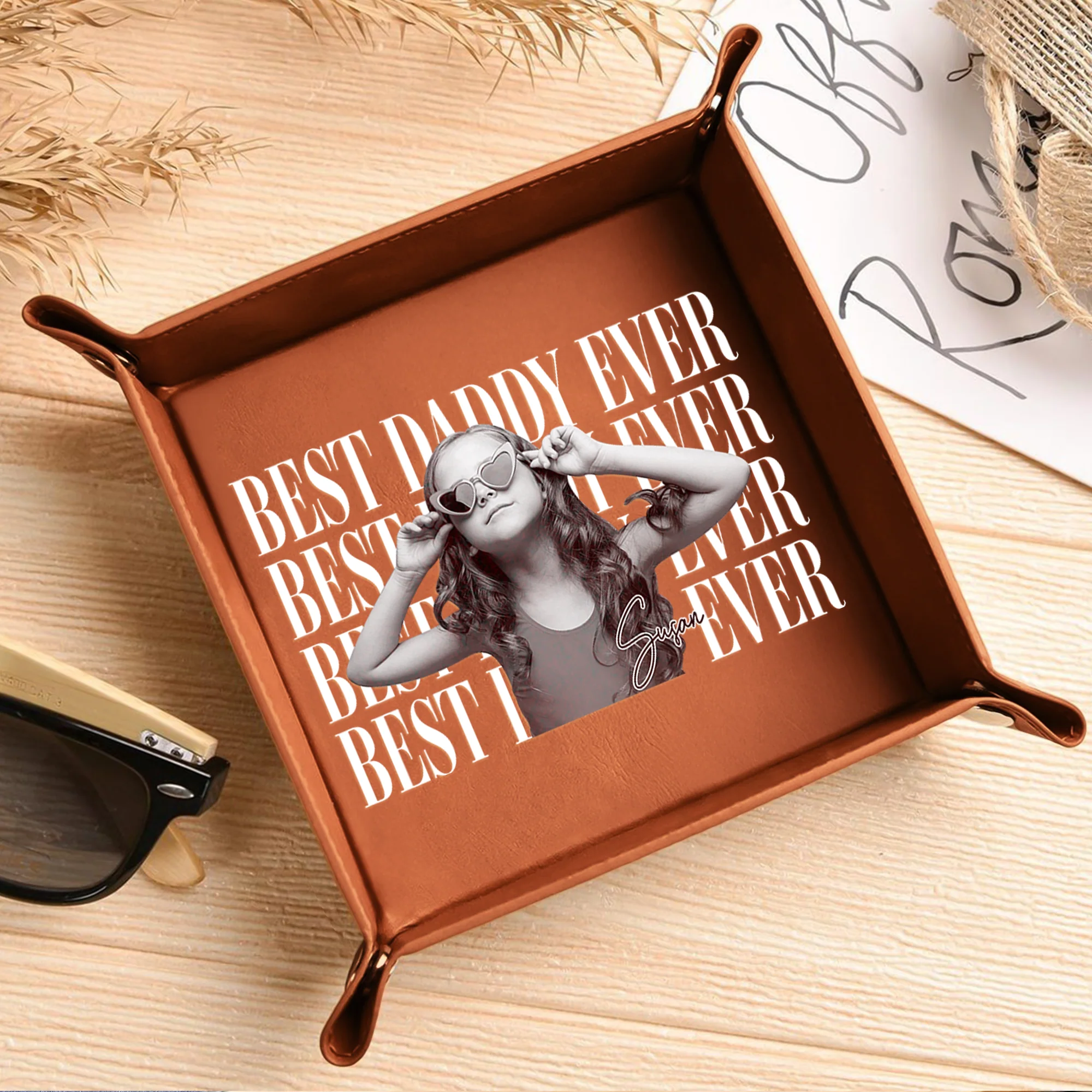 Personalized Vintage Photo Best Dad Mom Ever Valet Tray - Father’s Day Gift LM32 669057 - Image 3