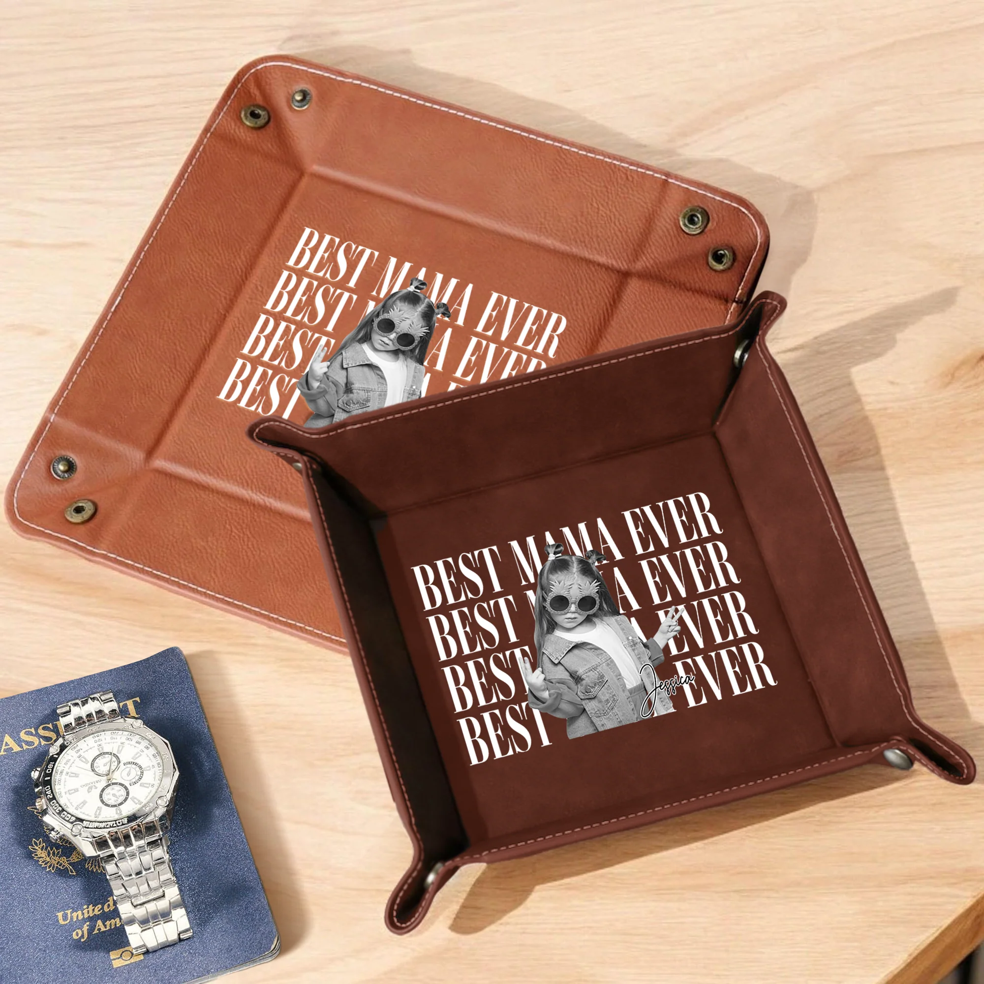 Personalized Vintage Photo Best Dad Mom Ever Valet Tray - Father’s Day Gift LM32 669057 - Image 4