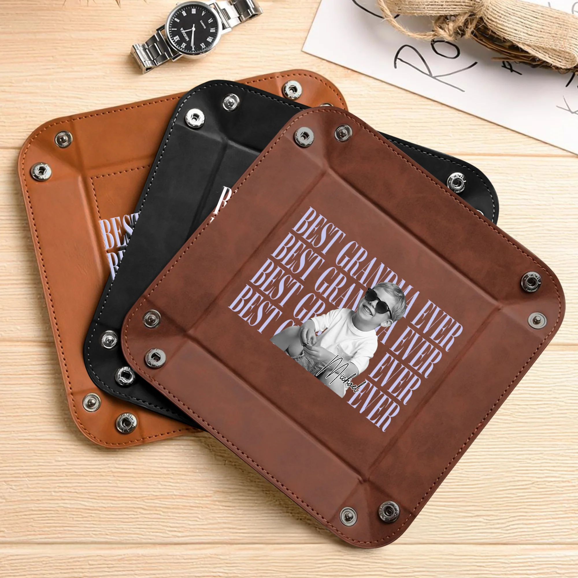 Personalized Vintage Photo Best Dad Mom Ever Valet Tray - Father’s Day Gift LM32 669057 - Image 7