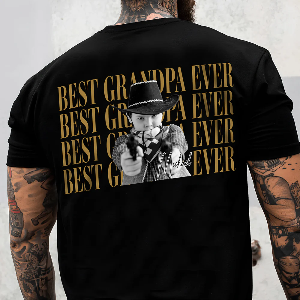 Personalized Vintage Photo Dad, Mom, Grandpa, Grandma Family Front & Back Dark Shirt HA75 921596 - Image 6