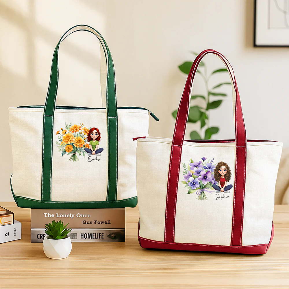 Personalized You Are Beautiful Flower Printed Monogram Beach Bag, Gift For Mom, Sister, Grandma, Mother's Day HO82 902018 - Image 6