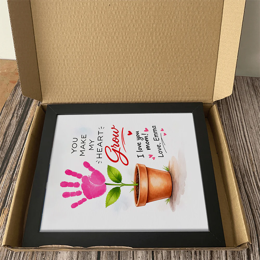 Personalized You Make My Heart Grow Handprint Flower Keepsake Picture Frame HO82 901592 - Image 3
