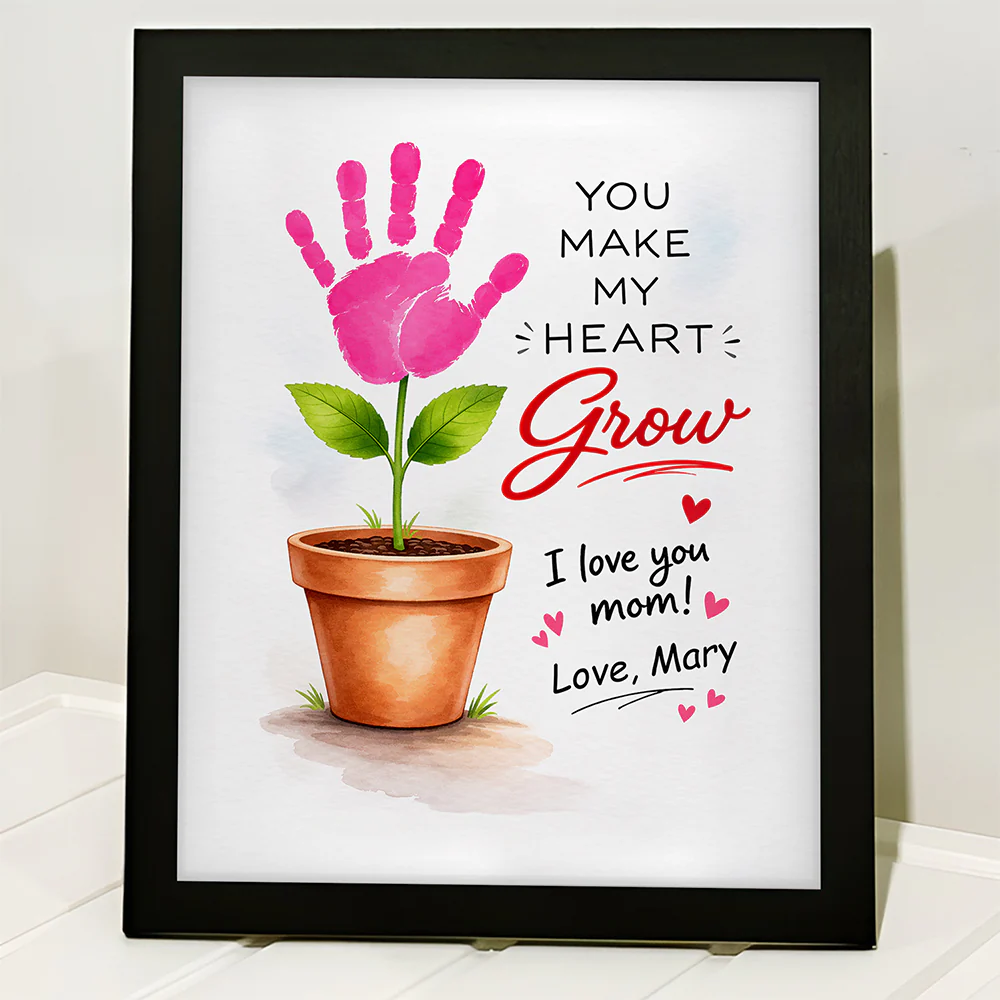 Personalized You Make My Heart Grow Handprint Flower Keepsake Picture Frame HO82 901592 - Image 4