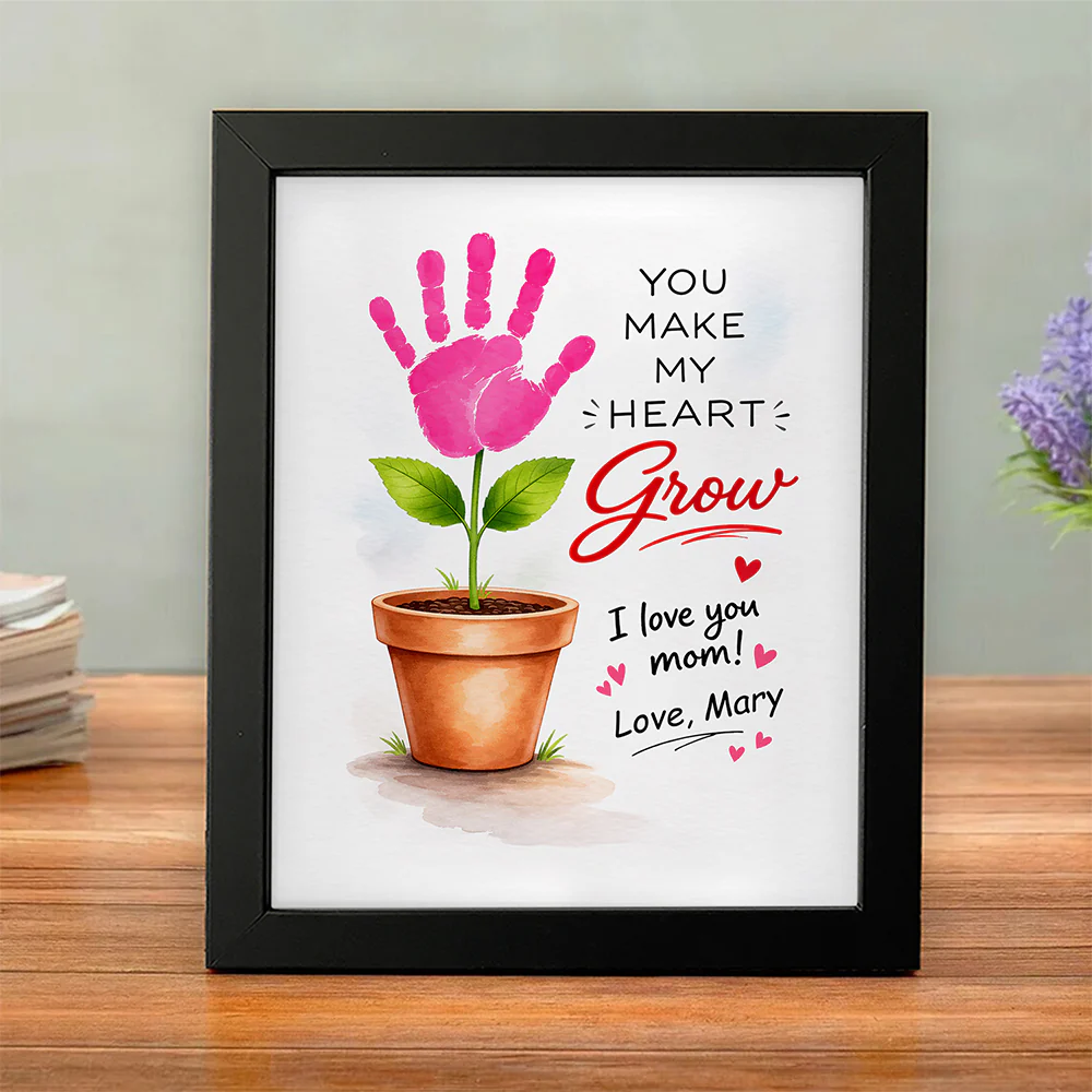 Personalized You Make My Heart Grow Handprint Flower Keepsake Picture Frame HO82 901592 - Image 5