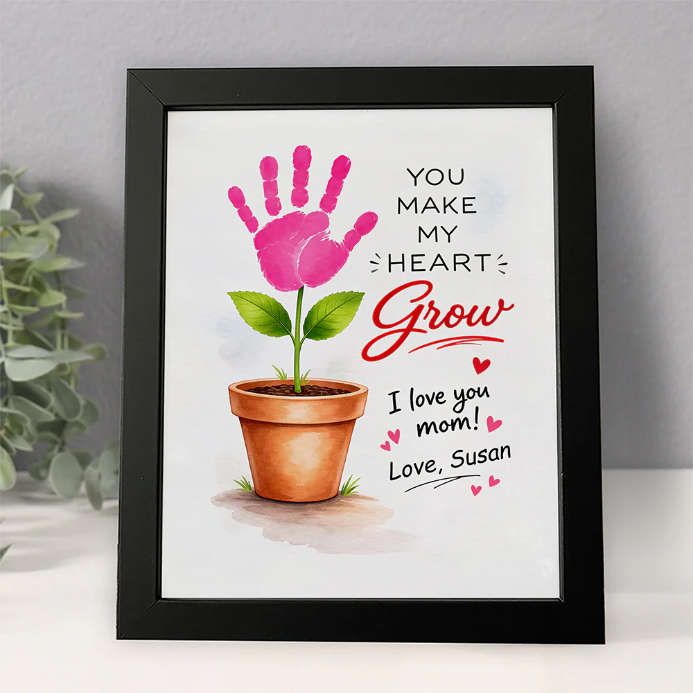 Personalized You Make My Heart Grow Handprint Flower Keepsake Picture Frame HO82 901592 - Image 7