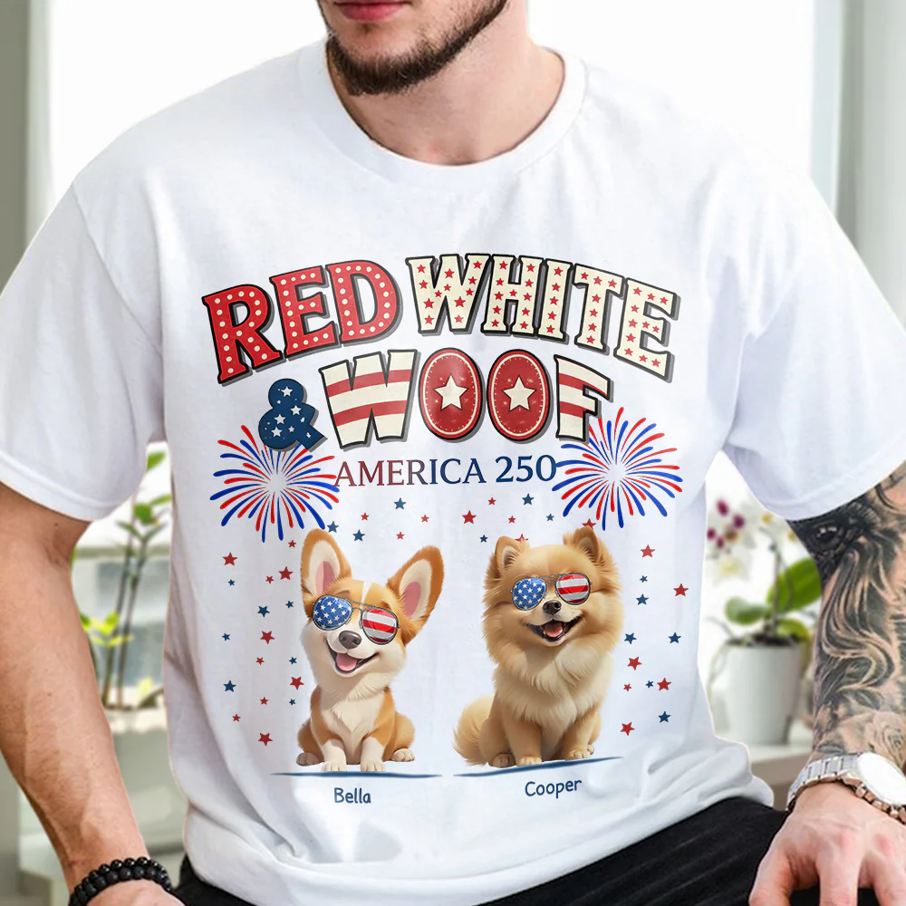 Red White Woof Personalized Shirt Gift For Dog Lover HO82 901188 - Image 6