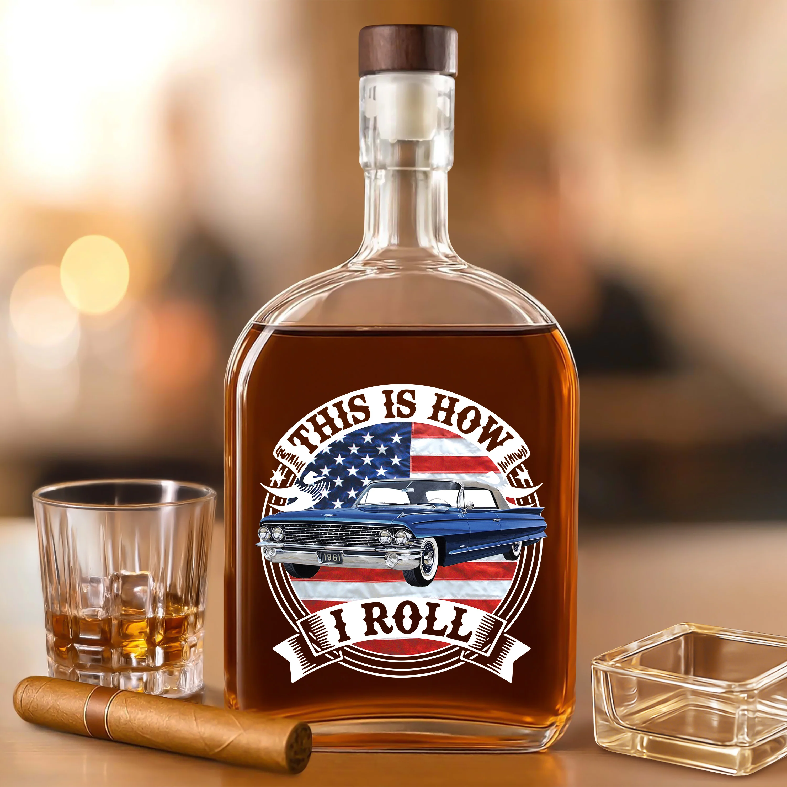 This Is How I Roll - Custom Photo Classic Car Whiskey Bottle CH07 899042