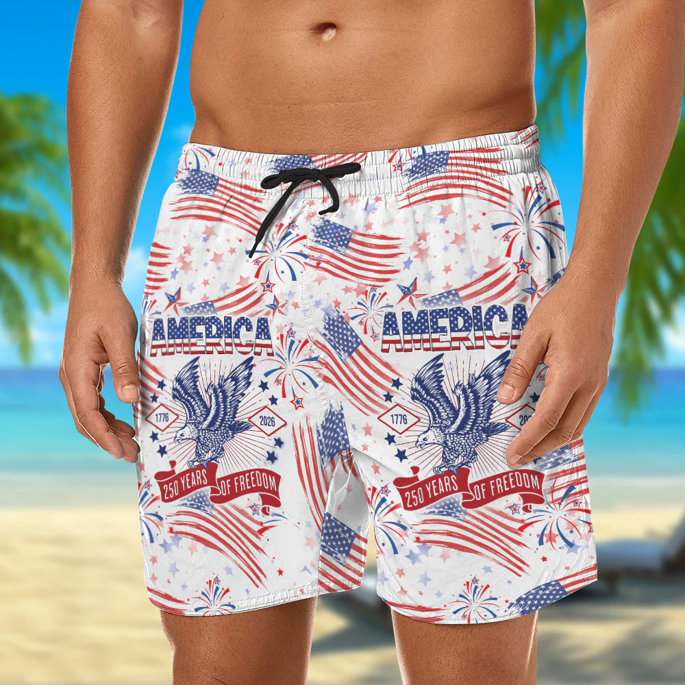 USA 250 Years of Freedom 1776–2026 American Flag Beach Shorts TH10 169111 - Image 6