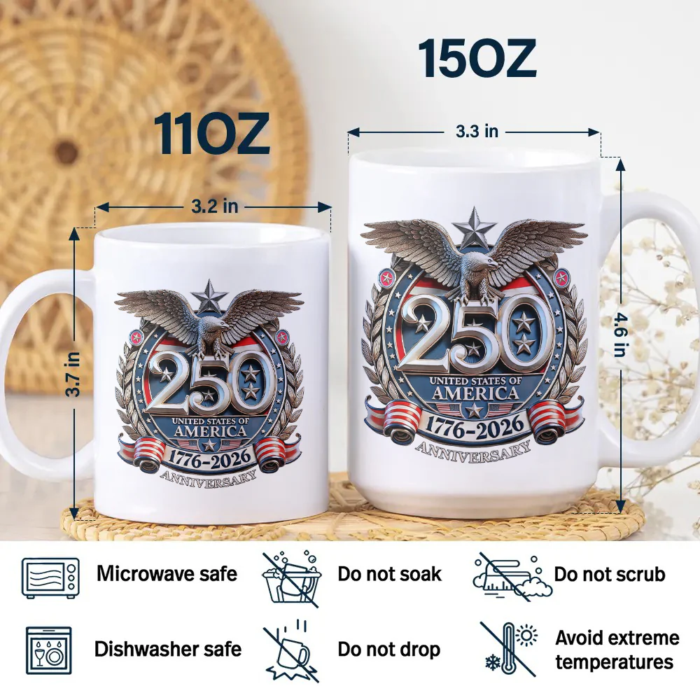 USA Eagles 250th Anniversary Semiquincentennial 1776-2026 White Mug HA75 920260 - Image 7