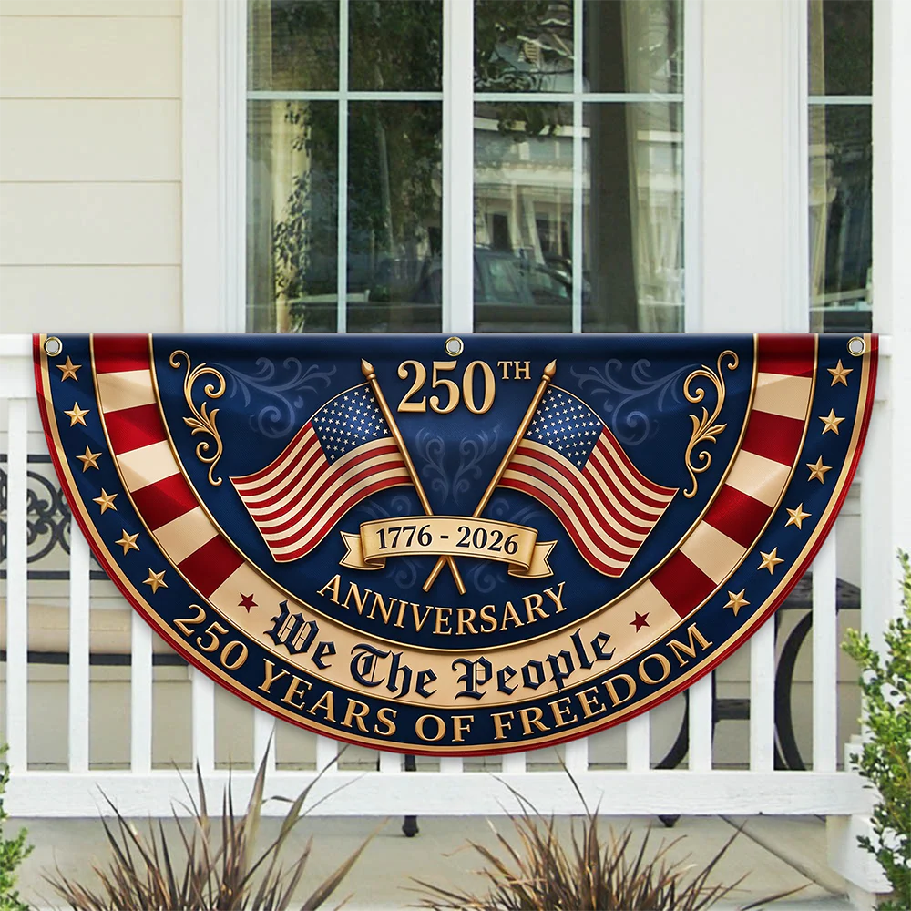 We The People US 250th Anniversary 1776–2026 Non-Pleated Fan Flag CH07 911822