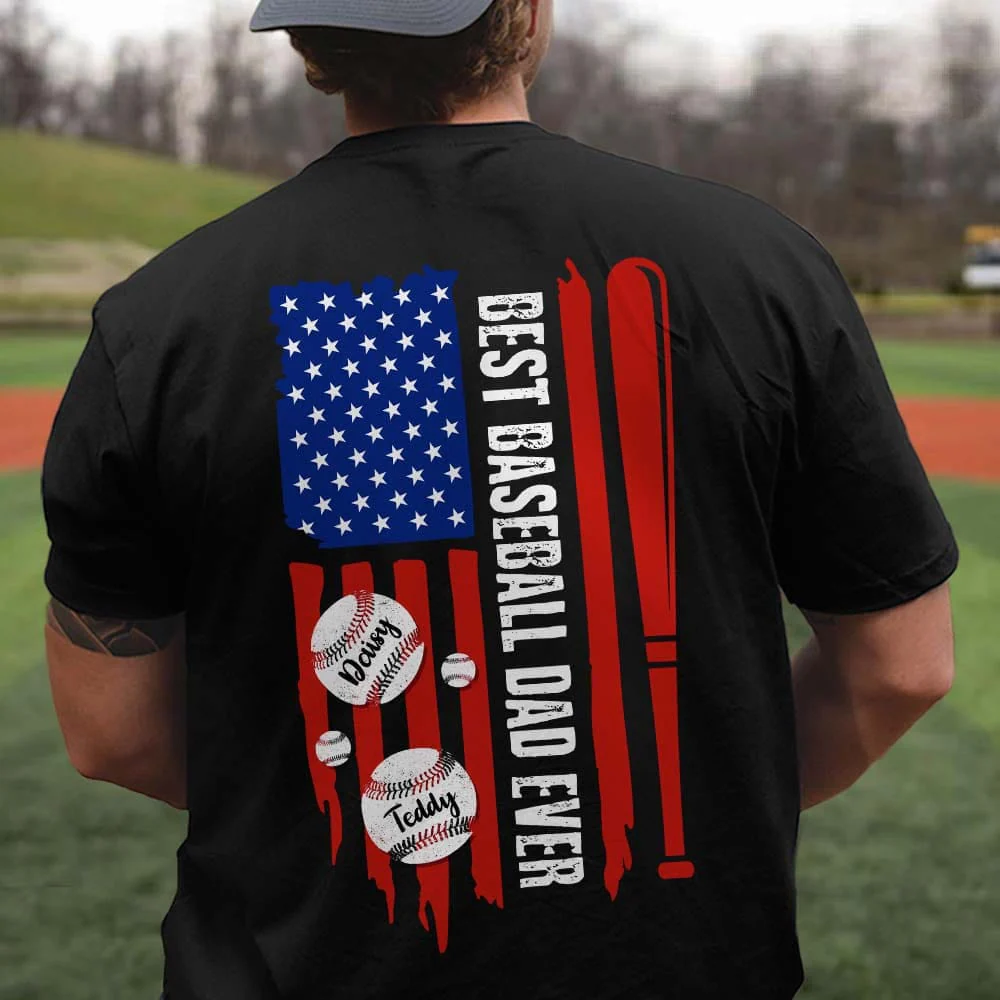 Best Baseball Dad Ever US Flag Sport Shirt, HN590 - Image 3