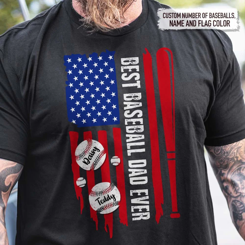 Best Baseball Dad Ever US Flag Sport Shirt, HN590 - Image 2