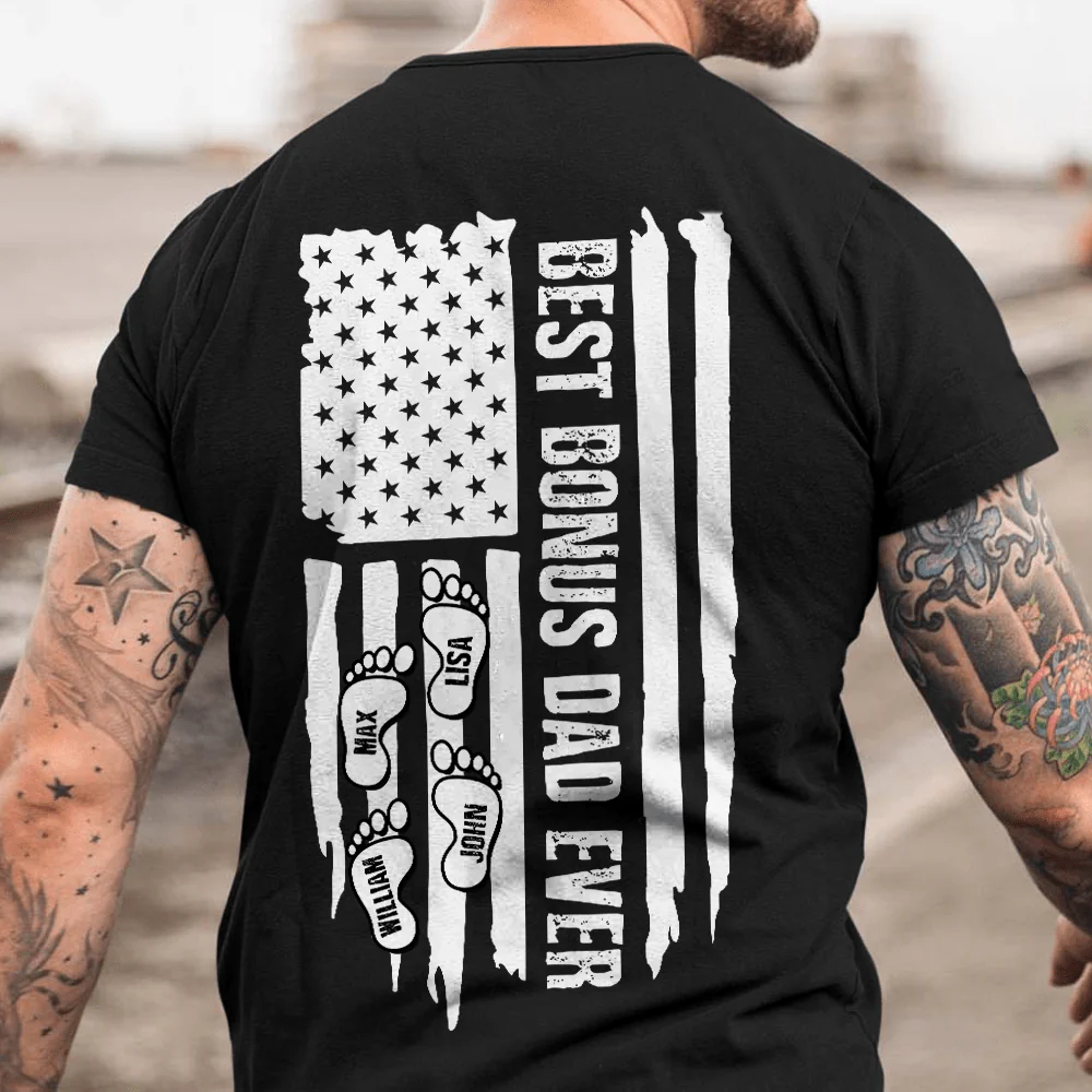 Best Bonus Dad Ever Flag Family Shirt, HN590 - Image 3