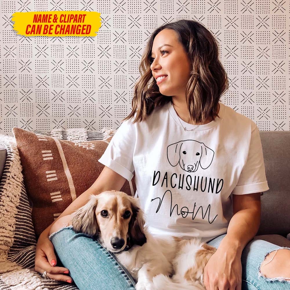 Custom Clipart Dog Mom T-shirt, HN590 - Image 3