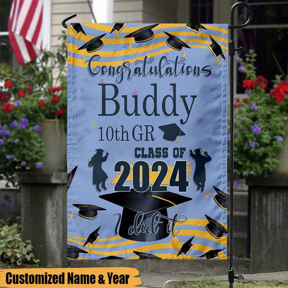 Custom Text Congratulations Graduation Garden Flag 890337 - Image 3