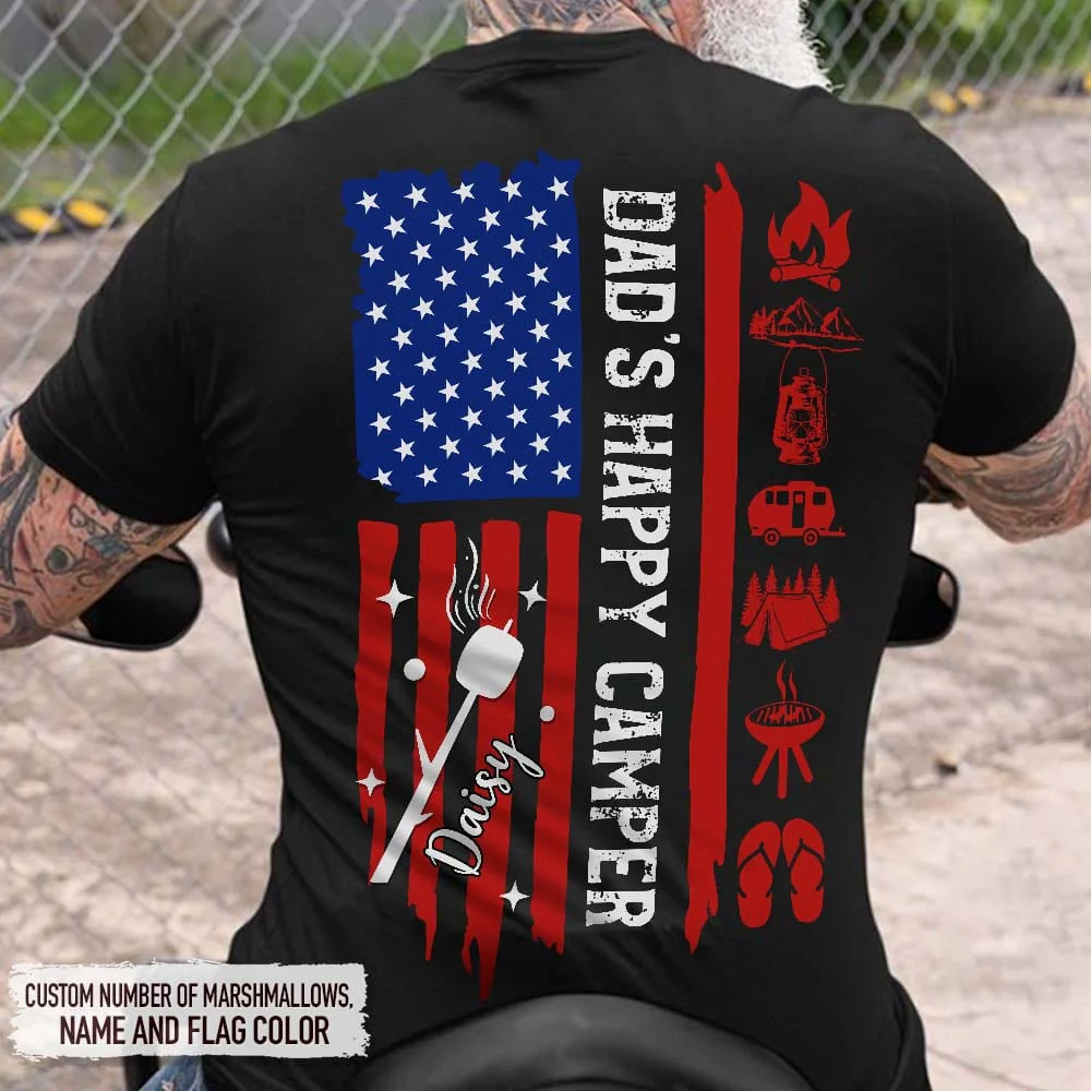 Dad's Happy Camper Us Flag Camping Shirt, HN590 - Image 2