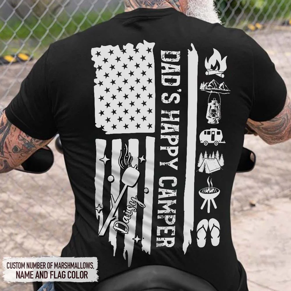 Dad's Happy Camper Us Flag Camping Shirt, HN590 - Image 3