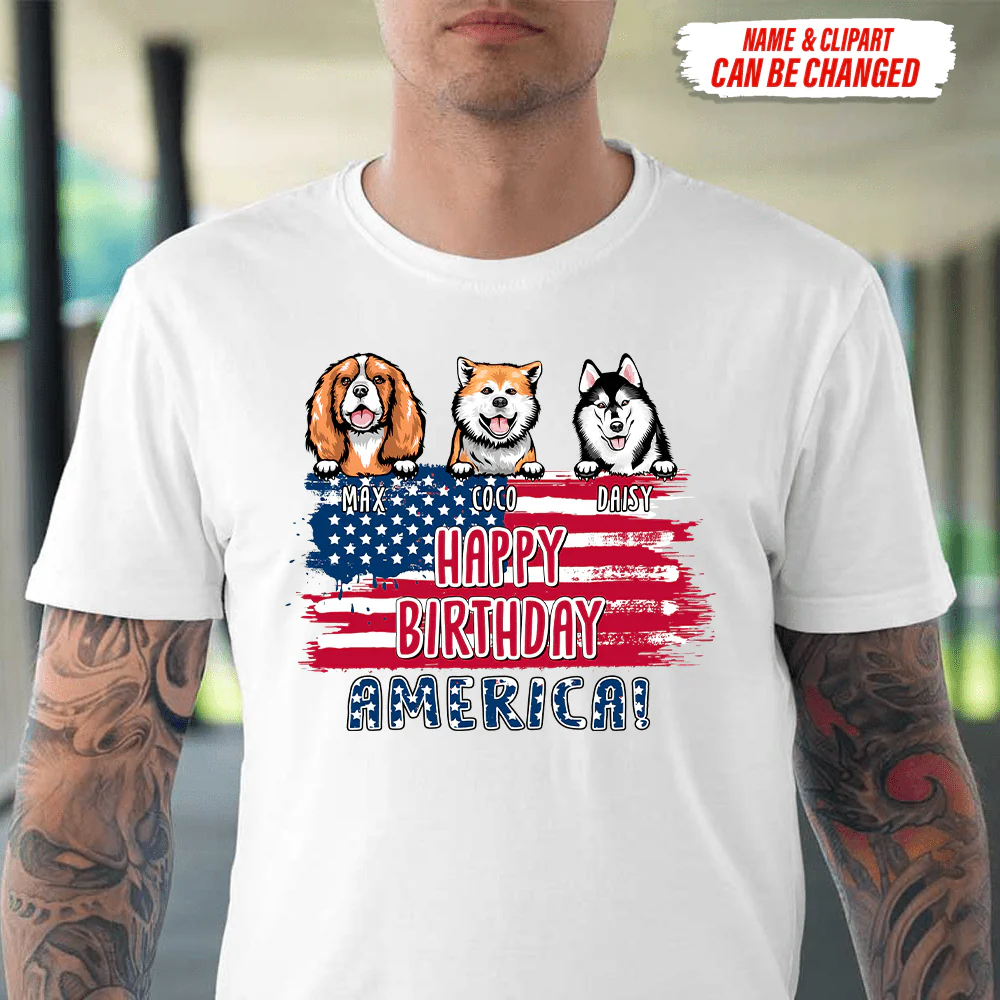 Happy Birthday America Dog Shirt, Custom Dog Clipart, HN590 - Image 4