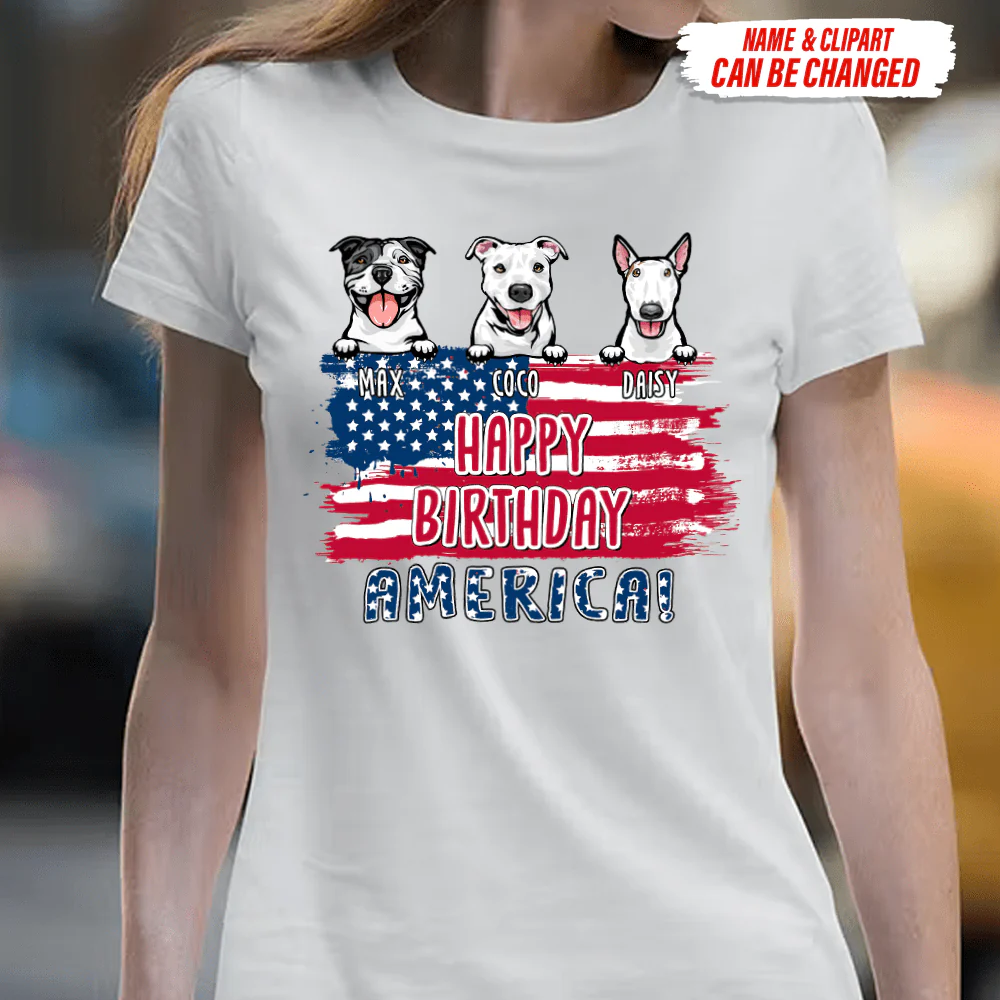 Happy Birthday America Dog Shirt, Custom Dog Clipart, HN590 - Image 5