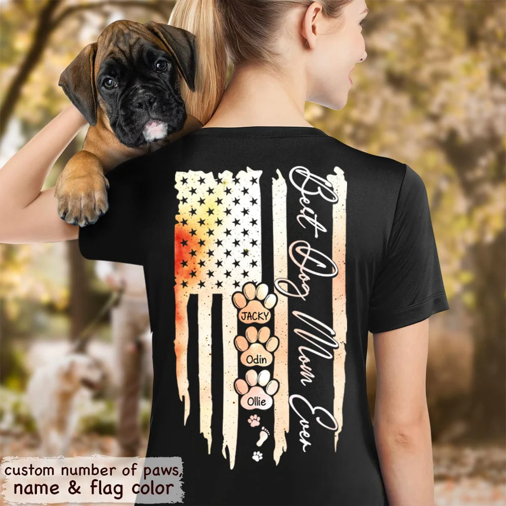 Sunset flag, Best Dog Mom Ever, Dog Shirt, HN590 - Image 4