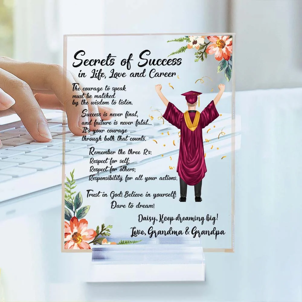 Personalized Clipart Secrets Of Success Graduation Gift Acrylic Plaque, HN590 - Image 3