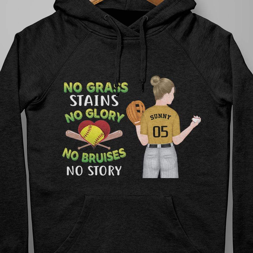 No Grass Stains No Story No Bruises No Glory Softball Girl Shirt - Image 3