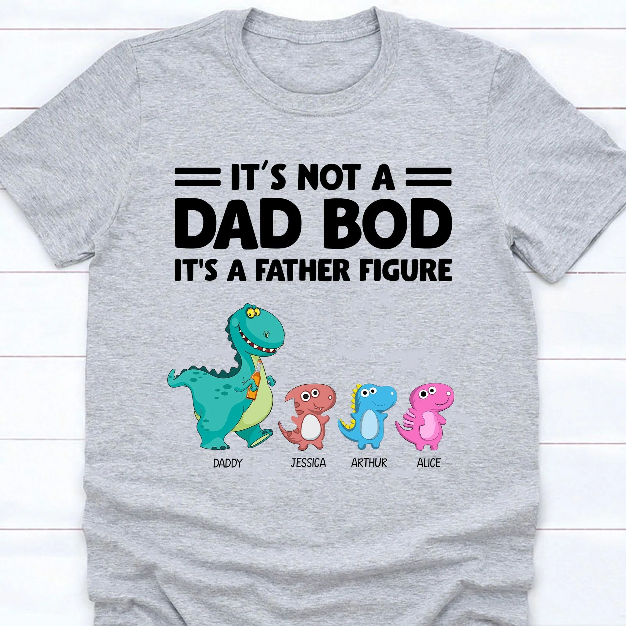Not Dad Bod Papasaurus Personalized Custom Father's Day Birthday Bright Shirt C355 - Image 3