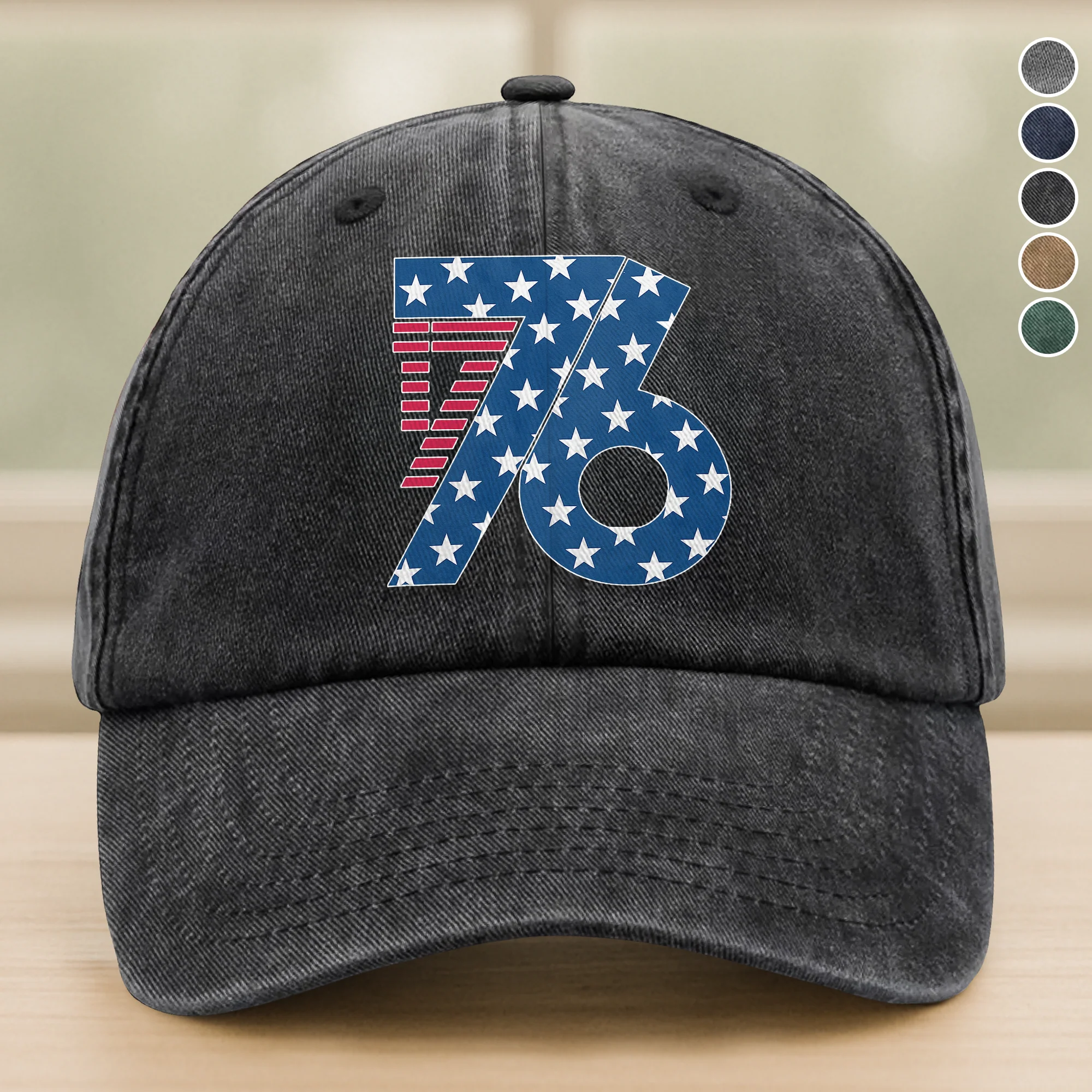 1776 America Patriotic Independence Day Washed Denim Baseball Cap HO82 900362 - Image 8