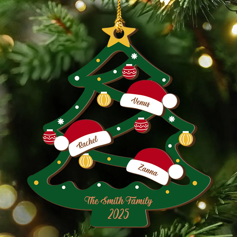 2025 Christmas Tree Layered Wood Ornament Personalized Gift For Family HO82 900634 - Image 2