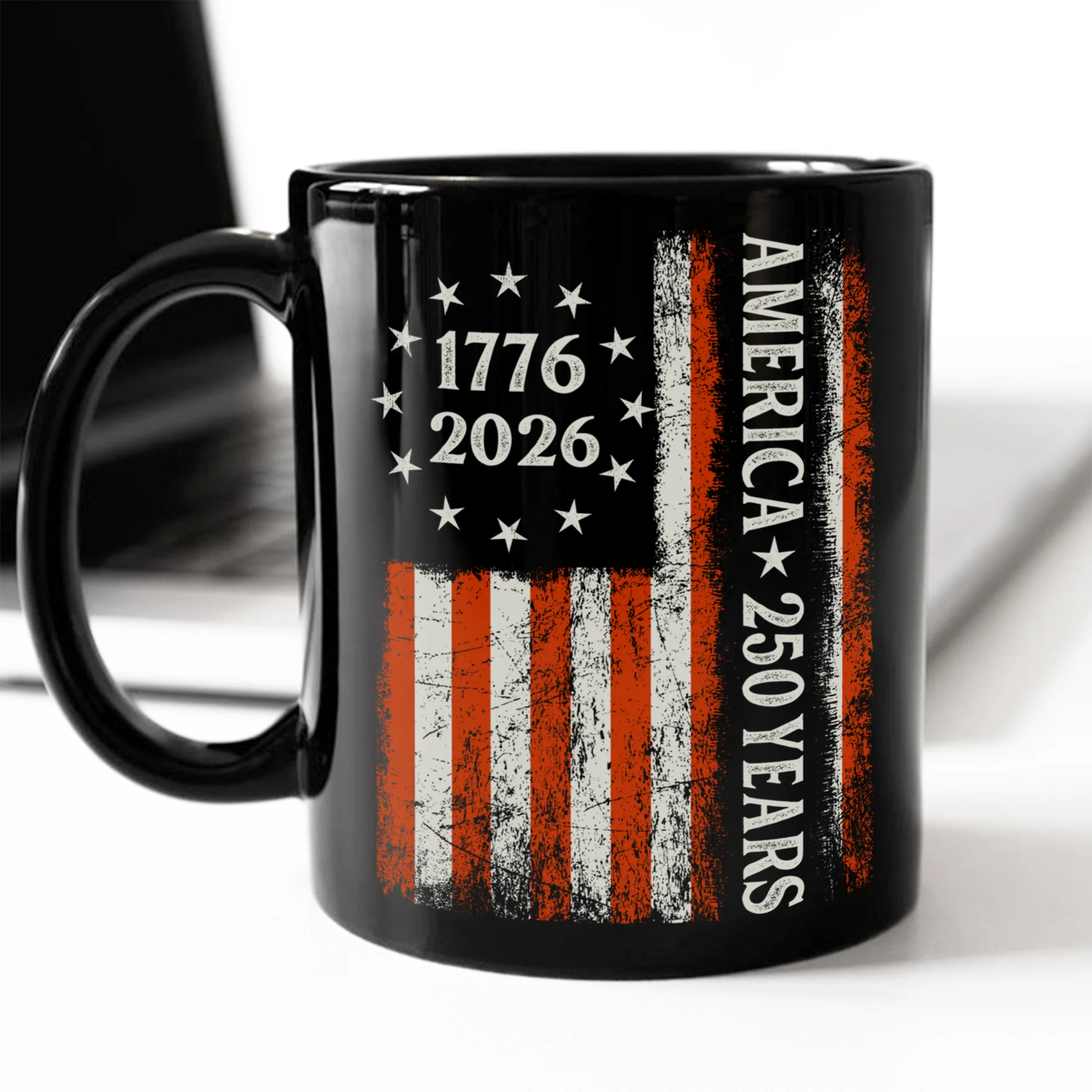 250 Years America Flag 250th Birthday 1776-2026 Black Mug HO82 894790 - Image 2