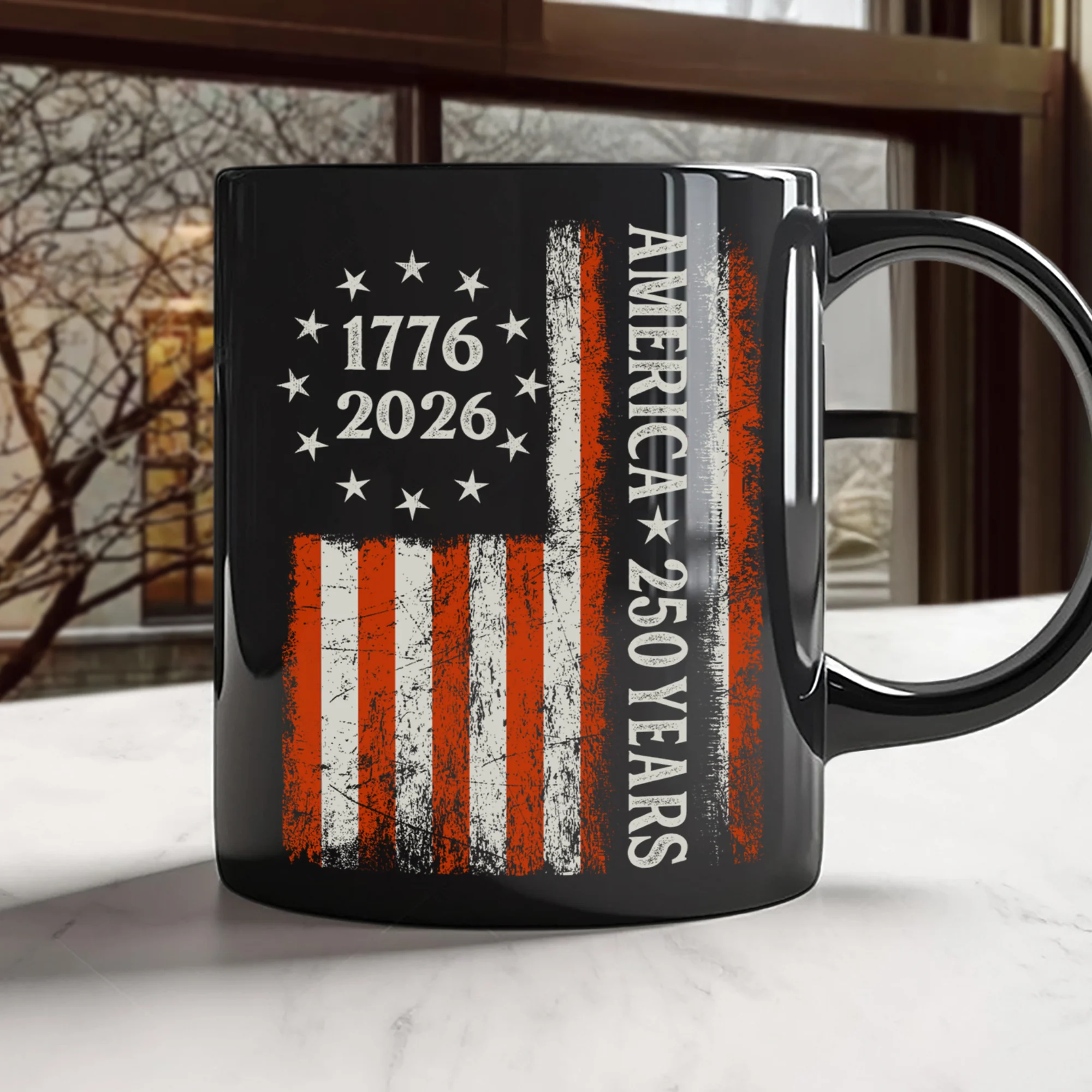 250 Years America Flag 250th Birthday 1776-2026 Black Mug HO82 894790 - Image 3