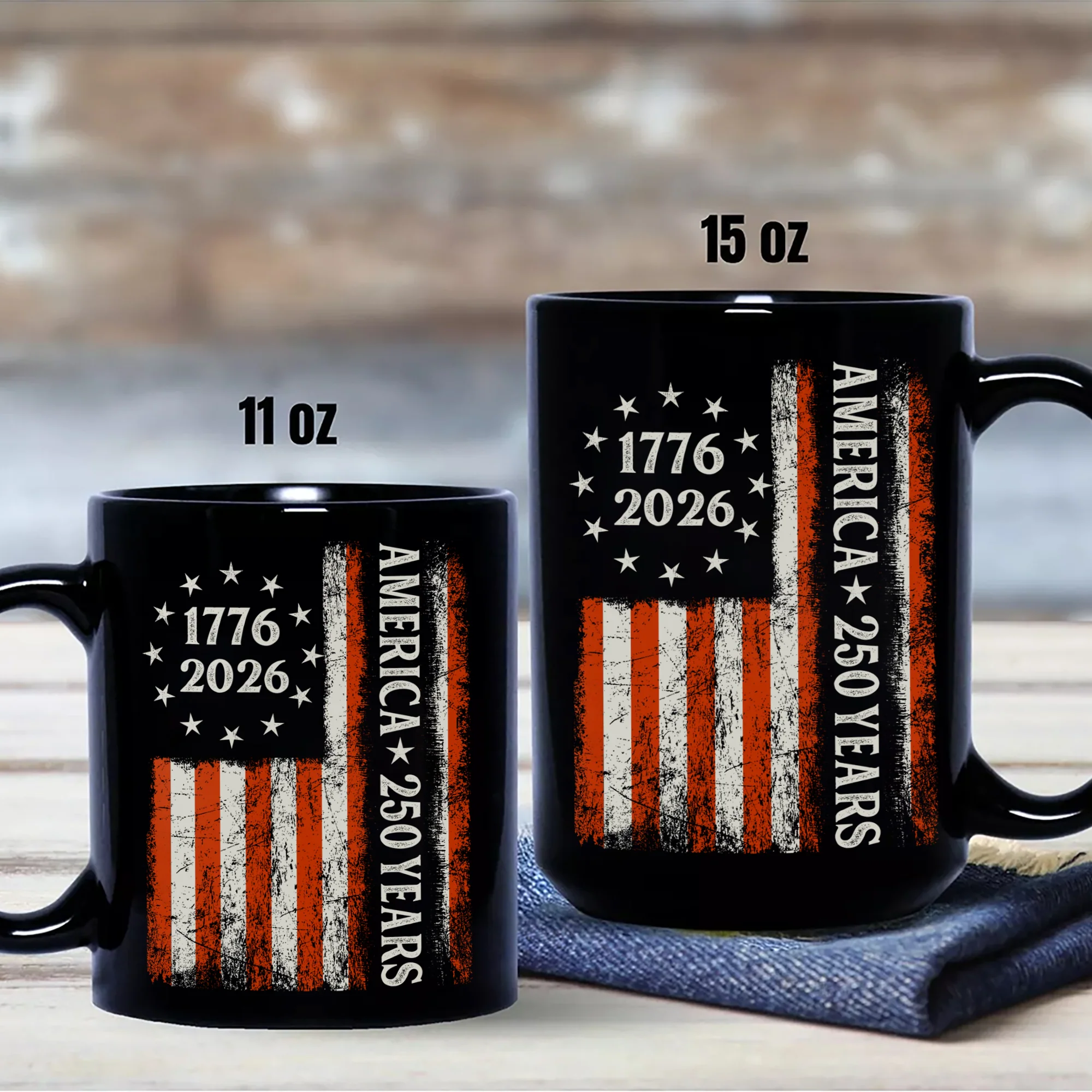 250 Years America Flag 250th Birthday 1776-2026 Black Mug HO82 894790 - Image 7