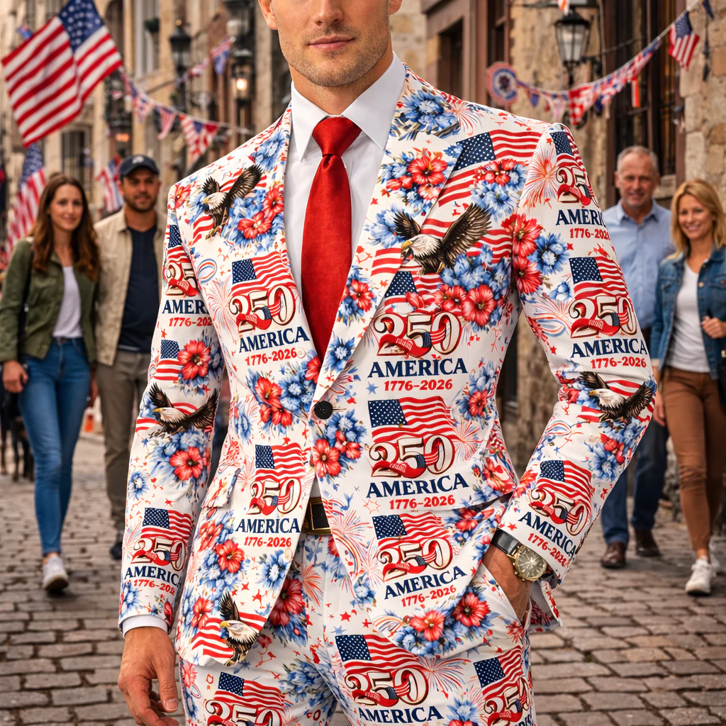 250 Years Anniversary America 1776-2026 Patriotic Men's Suit HO82 901682