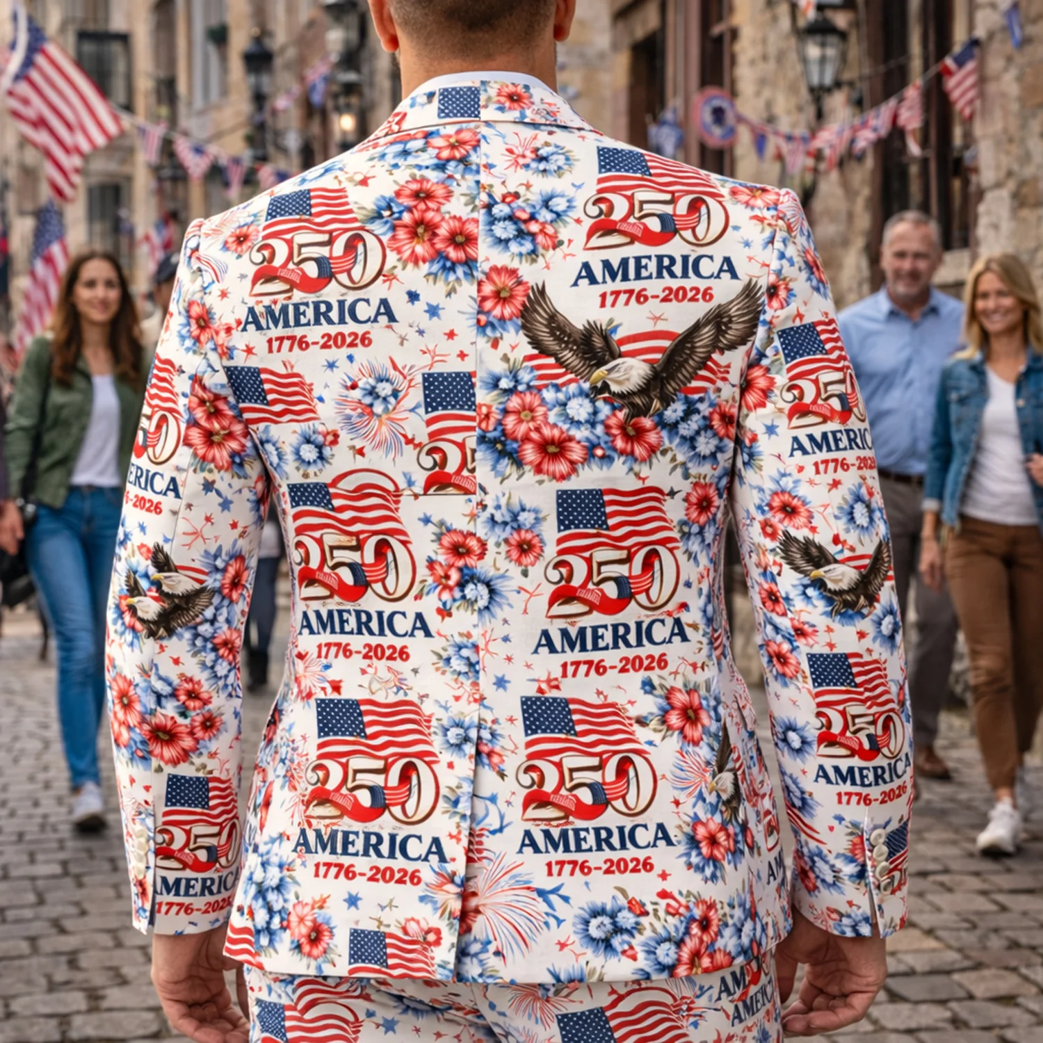 250 Years Anniversary America 1776-2026 Patriotic Men's Suit HO82 901682 - Image 2