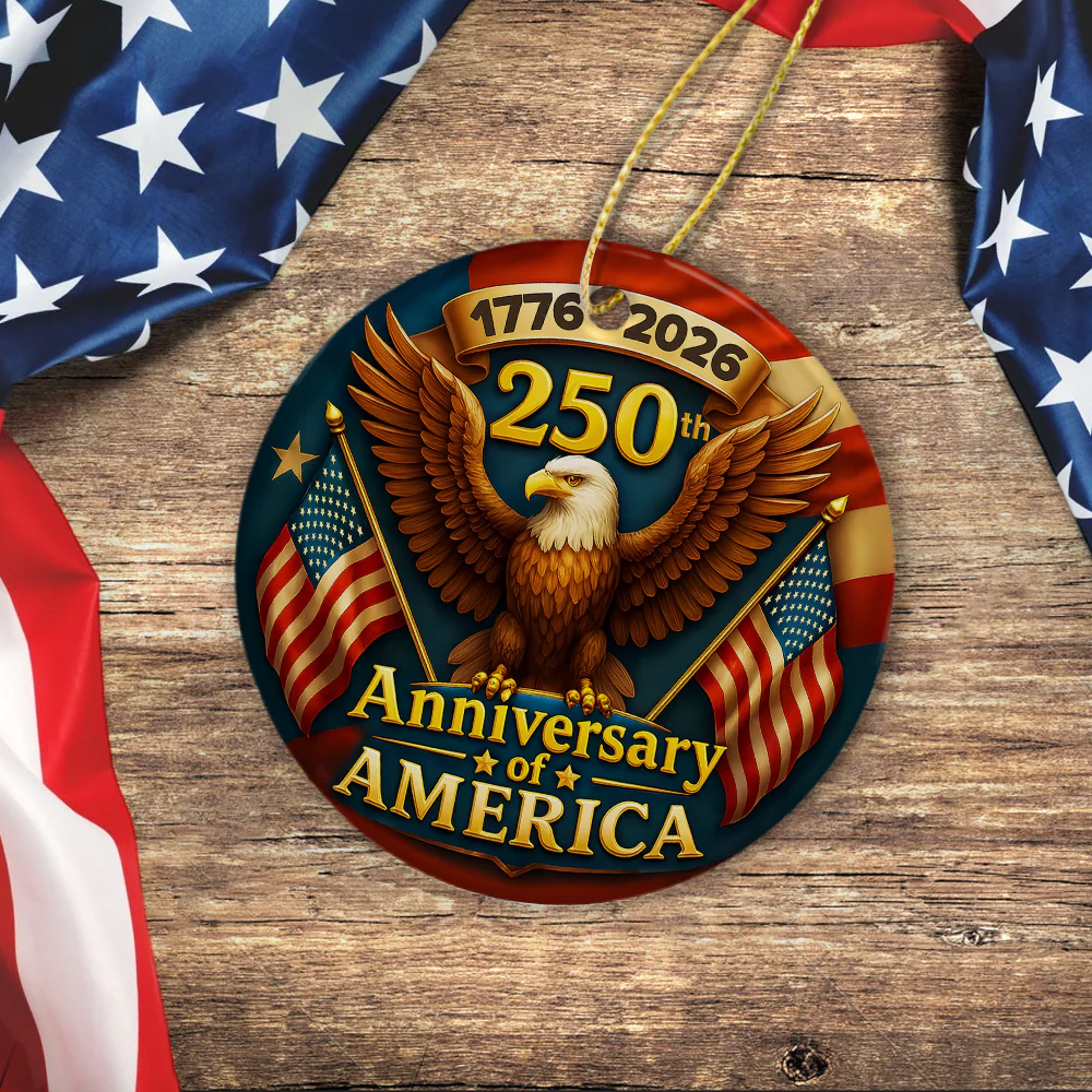 250 years of America Eagle & Flag 2D Ceramic Ornament HO82 900348 - Image 4