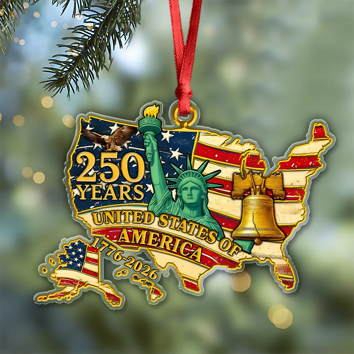 250 Years Of American Flag Liberty Eagle Acrylic Ornament Decor Gift HO82 900366 - Image 2