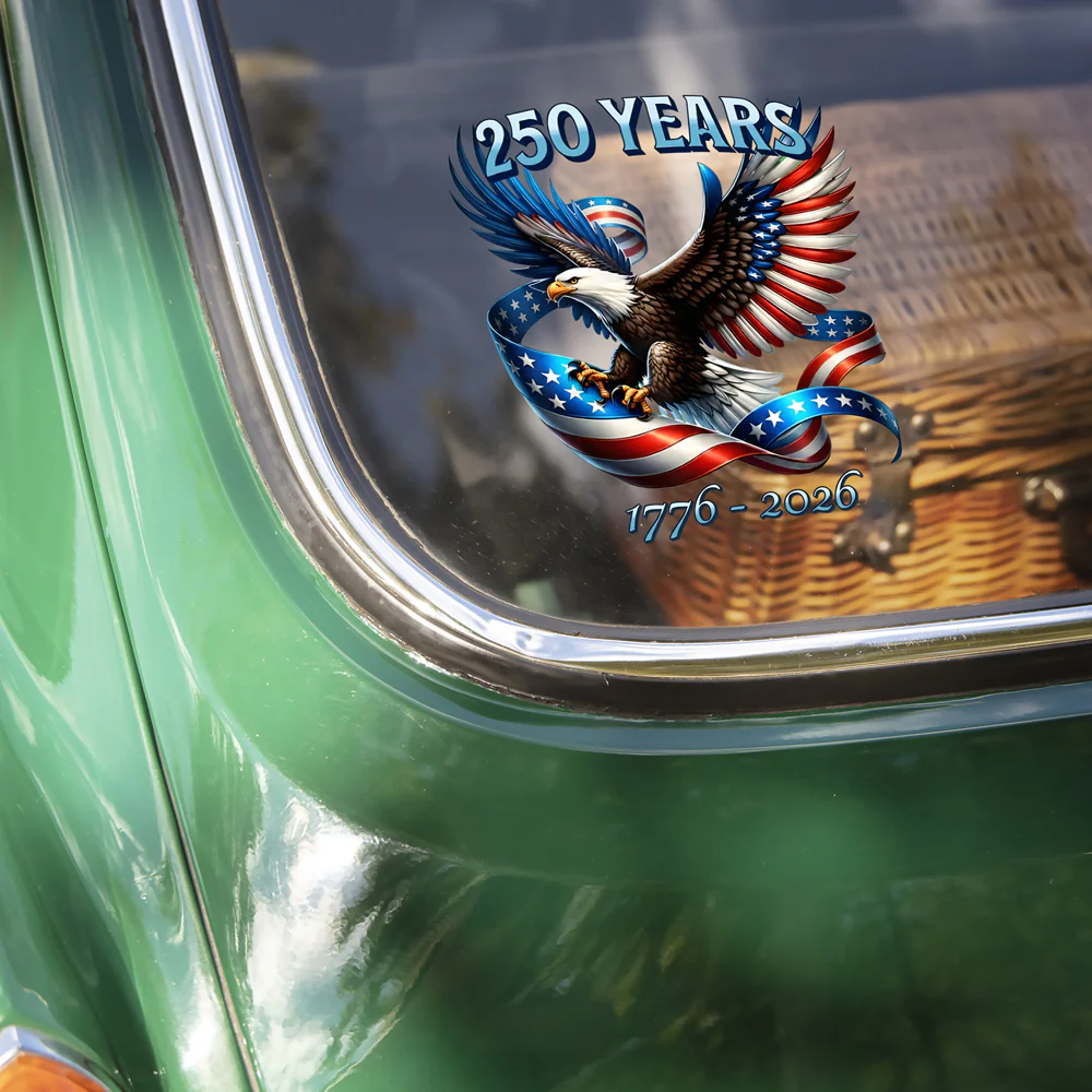 250 Years Of Freedom, American Flag Eagle 1776-2026 Car Window Decal Sticker HO82 900974 - Image 2